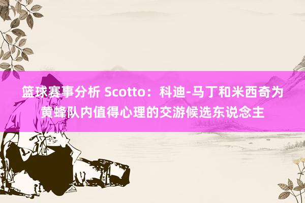 篮球赛事分析 Scotto：科迪-马丁和米西奇为黄蜂队内值得心理的交游候选东说念主